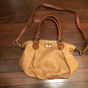 J. Crew straw and leather bag